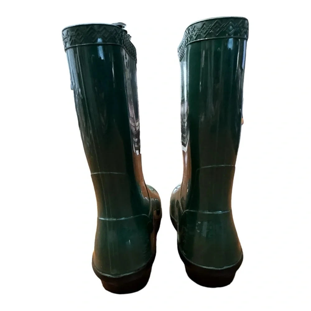 UGG Womens Raana Green Waterproof Round Toe Mid Calf Comfort Rain Boots Sz US 6